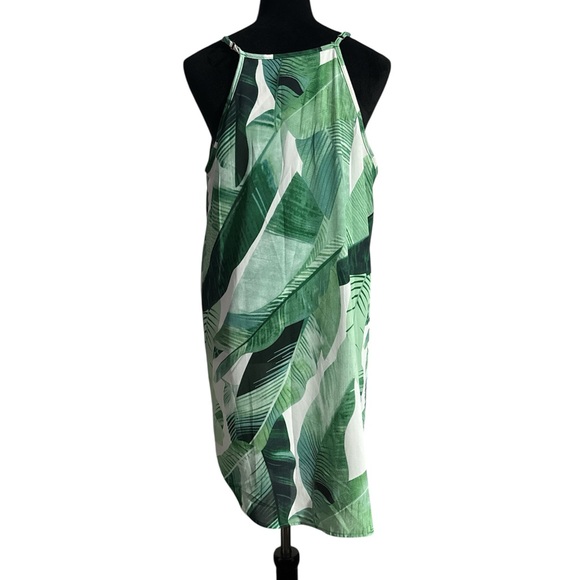 Tropical Elephant Ear Leaf Print Slip Dress - Size  Small - Picture 3 of 5